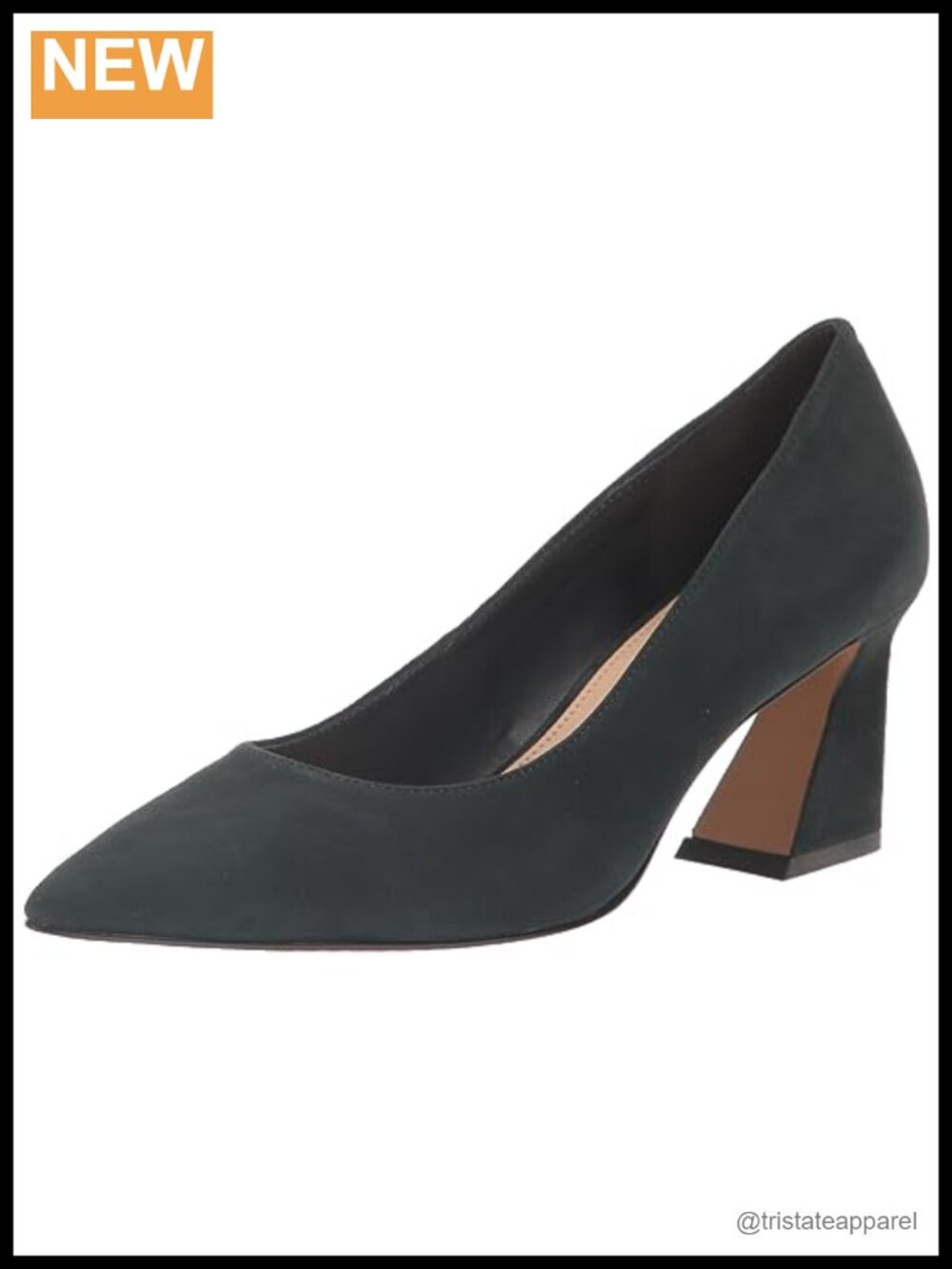 Suede Flare Heel Pump Slip On Pointed Toe Party